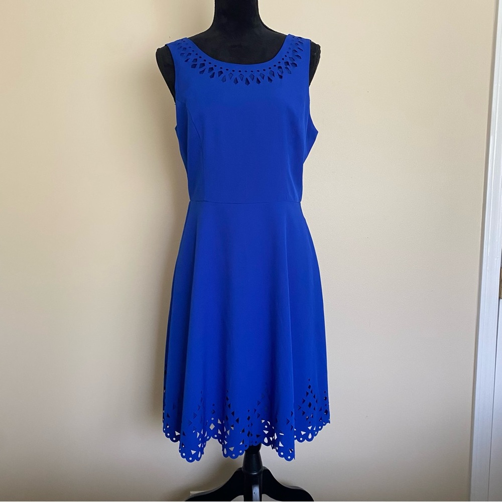 Brixon Ivy Blue Embellished Cut Out Elegant Dress